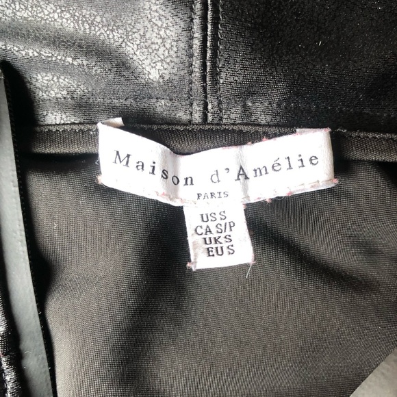 Faux Leather Hoodie Women’s Small Black Edgy Punk Futuristic Gamer Goth - Picture 7 of 9